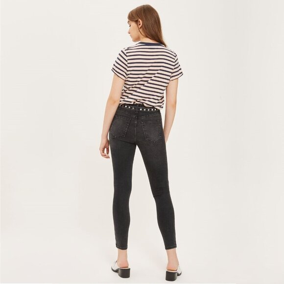 2/$30 Topshop Moto Jamie Jeans High Rise Ankle Skinny Washed Black W26 #9359 - Picture 5 of 11
